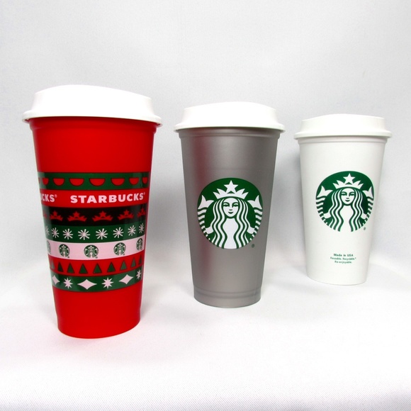 STARBUCKS Reusable Cups 3 Pack Assorted BPA Free 16 fl oz - Picture 1 of 6